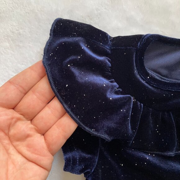 George Baby Toddler Velvet 1-Piece Romper 12-18M | Navy Sparkle Special EUC - Picture 7 of 16